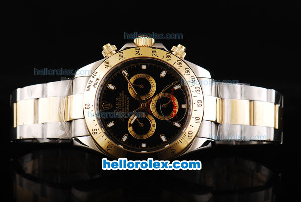 Rolex Daytona II Automatic Movement Two Tone with Stick Markers and Black Dial - Click Image to Close